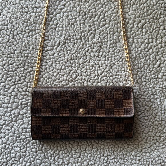 AS-IS Louis Vuitton Wallet Damier Portefeuille Sarah Long Wallet Bag Authentic - Picture 3 of 11